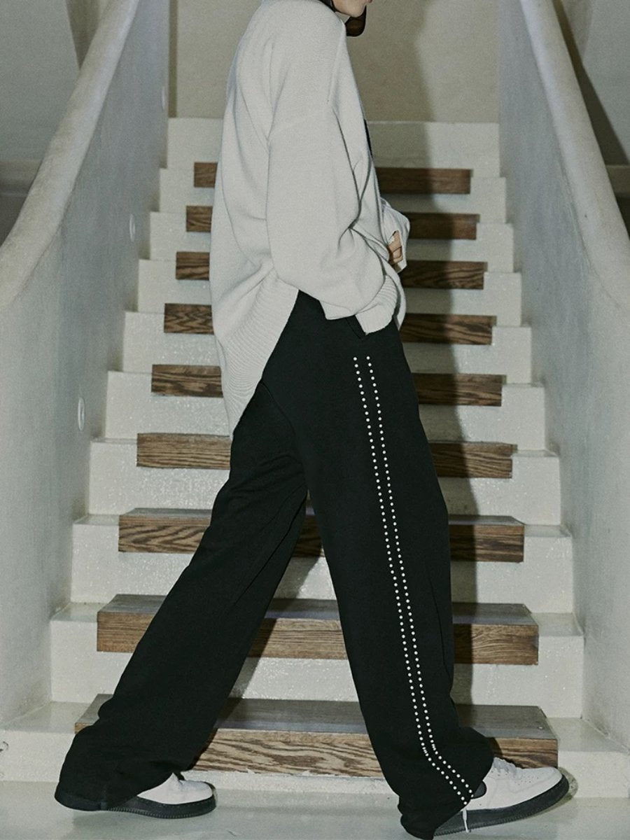 Shiny casual loose wide-legged pants