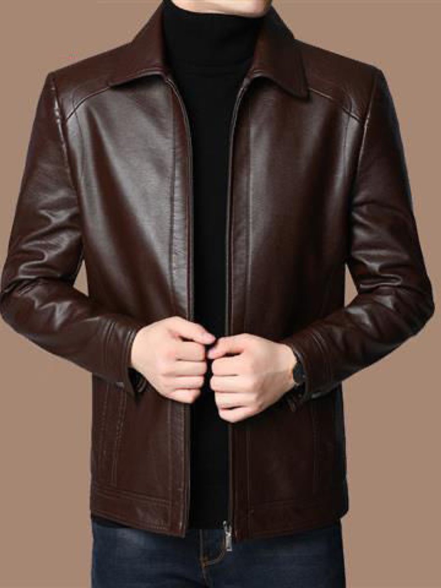 Fashionable leather high-end men's jacket