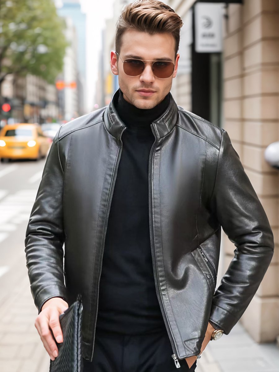 Fashionable leather high-end men's jacket