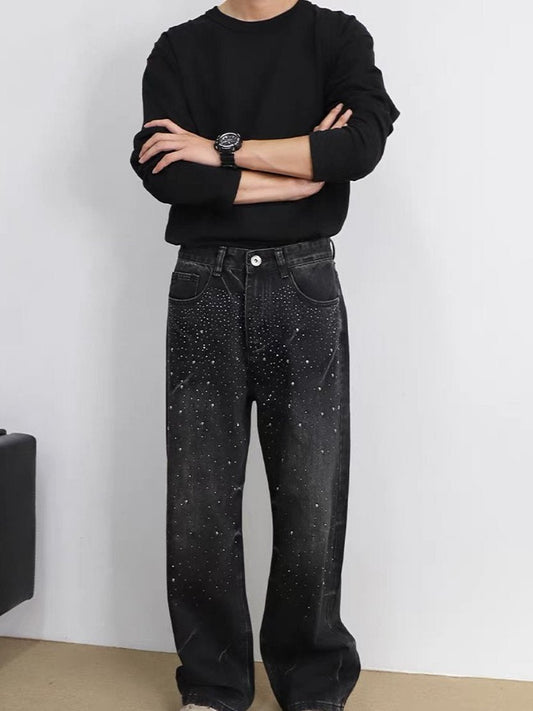 High-quality sparkling baggy trousers