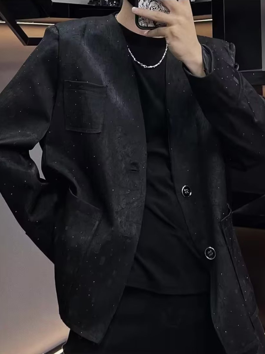 Starry sky full of diamond collarless jacket