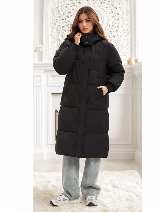 Long hooded down jacket