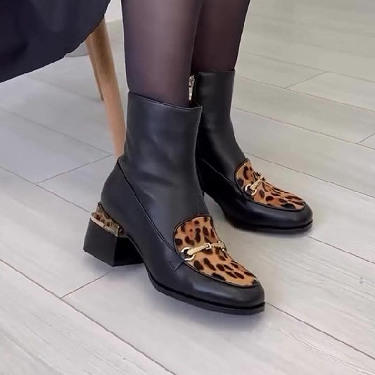 Leopard print stylish platform martin boots